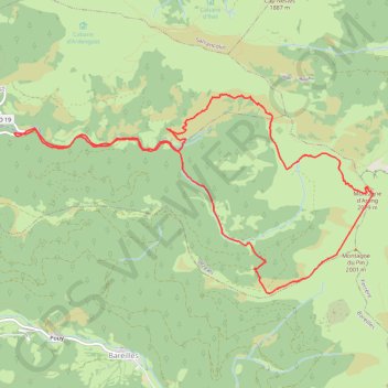 Itinéraire Montagne d'areng, distance, dénivelé, altitude, carte, profil, trace GPS