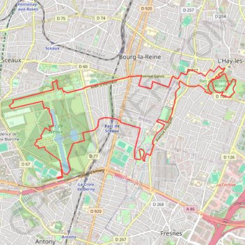 Itinéraire Sceaux - L'Hay les Roses, distance, dénivelé, altitude, carte, profil, trace GPS