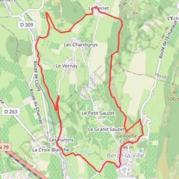 Itinéraire Berzé-la-Ville, distance, dénivelé, altitude, carte, profil, trace GPS