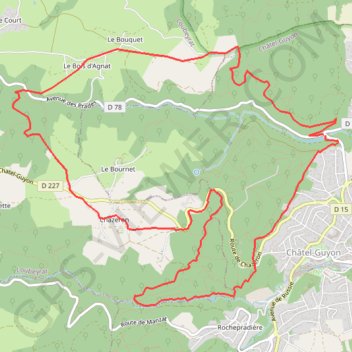 Itinéraire sanssouci-Chazeron-prades_11km2018-03-13, distance, dénivelé, altitude, carte, profil, trace GPS