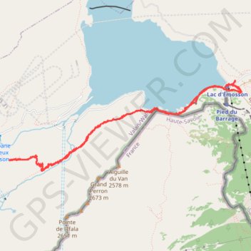 Itinéraire Lac d'Emosson, distance, dénivelé, altitude, carte, profil, trace GPS