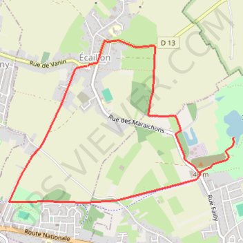 Itinéraire Circuit des Sources - Ecaillon, distance, dénivelé, altitude, carte, profil, trace GPS