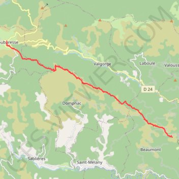 Itinéraire La roche - loubaresse, distance, dénivelé, altitude, carte, profil, trace GPS