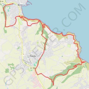 Itinéraire RB15 Binic, distance, dénivelé, altitude, carte, profil, trace GPS