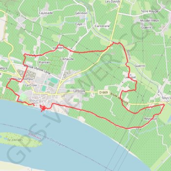 Itinéraire Bourg sur Gironde, distance, dénivelé, altitude, carte, profil, trace GPS