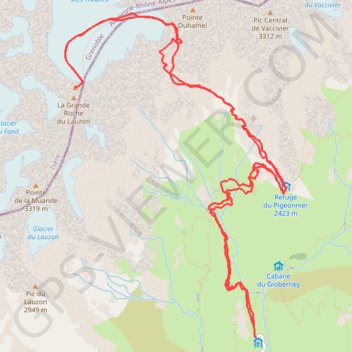 Itinéraire Ecrins - Les Rouies par le refuge du Pigeonnier, distance, dénivelé, altitude, carte, profil, trace GPS