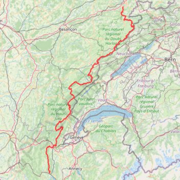 Itinéraire GTJ - La Grande Traversée du Jura, distance, dénivelé, altitude, carte, profil, trace GPS