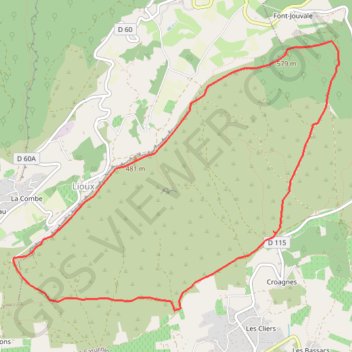 Itinéraire Falaise de Lioux, distance, dénivelé, altitude, carte, profil, trace GPS