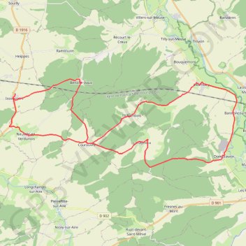 Itinéraire Vallée de la Meuse et Vent des Forêts - Issoncourt, distance, dénivelé, altitude, carte, profil, trace GPS
