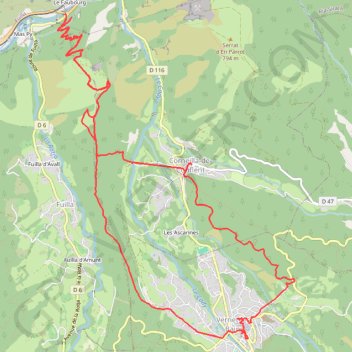 Itinéraire Villefranche-de-Conflent-Vernet, distance, dénivelé, altitude, carte, profil, trace GPS