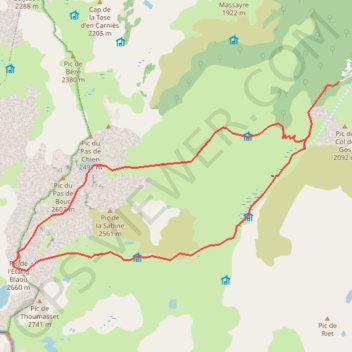 Itinéraire Pic de l'Étang Blaou par Quioulès et Mille Roques, distance, dénivelé, altitude, carte, profil, trace GPS