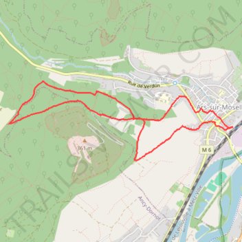 Itinéraire Ars-sur-Moselle, gare, distance, dénivelé, altitude, carte, profil, trace GPS
