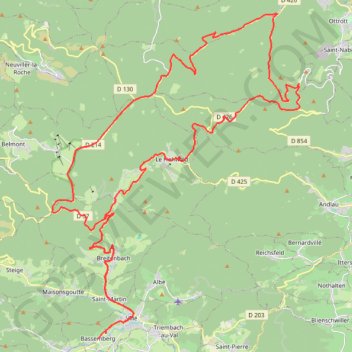 Itinéraire De la vallée de Villé vers le Mont Sainte-Odile, distance, dénivelé, altitude, carte, profil, trace GPS