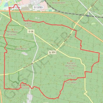 Itinéraire Rando Fontainebleau-Château, distance, dénivelé, altitude, carte, profil, trace GPS