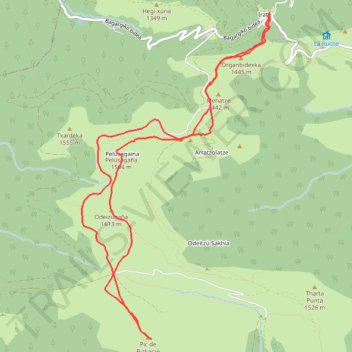 Itinéraire Pic de Bizkarzé en circuit depuis les chalets d'Iraty (hivernale raquette), distance, dénivelé, altitude, carte, profil, trace GPS
