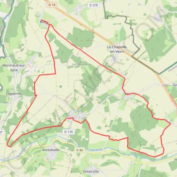 Itinéraire Entre l'Epte et l'Aubette de Magny, distance, dénivelé, altitude, carte, profil, trace GPS