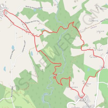 Itinéraire La Tine - Lascaux - Pays Vézère Auvézère, distance, dénivelé, altitude, carte, profil, trace GPS