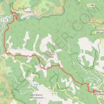 Itinéraire Chemin de Stevenson - Cassagnas vers Saint-Germain-de-Calberte, distance, dénivelé, altitude, carte, profil, trace GPS