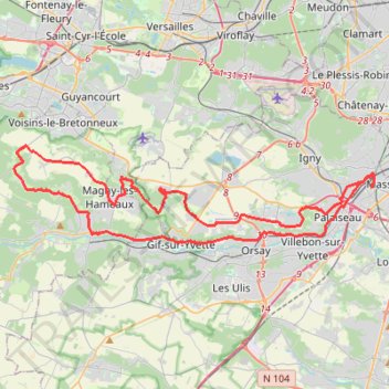 Itinéraire Sortie Massy VCMP, distance, dénivelé, altitude, carte, profil, trace GPS