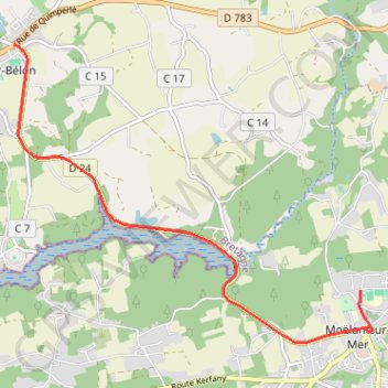 Itinéraire moelan, distance, dénivelé, altitude, carte, profil, trace GPS