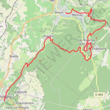 Itinéraire EJ2 RArbois Poligny, distance, dénivelé, altitude, carte, profil, trace GPS