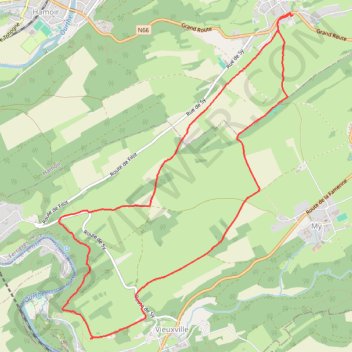 Itinéraire Filot (Hamoir) - Province de Liège - Belgique, distance, dénivelé, altitude, carte, profil, trace GPS