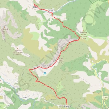 Itinéraire Le Verdon par les crêtes (1er jour), distance, dénivelé, altitude, carte, profil, trace GPS