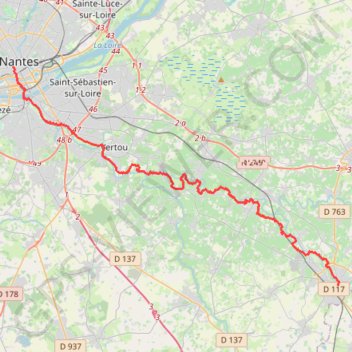Itinéraire De Clisson à Nantes, distance, dénivelé, altitude, carte, profil, trace GPS
