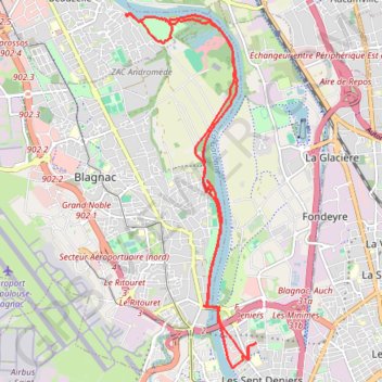 Itinéraire Bords de Garonne - du Stade Toulousain aux Ramiers de Beauzelle, distance, dénivelé, altitude, carte, profil, trace GPS