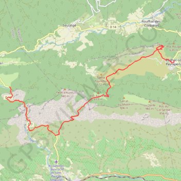 Itinéraire Duilhac Cubieres, distance, dénivelé, altitude, carte, profil, trace GPS