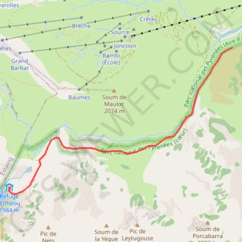 Itinéraire Lac et refuge d'Ilhéou, distance, dénivelé, altitude, carte, profil, trace GPS