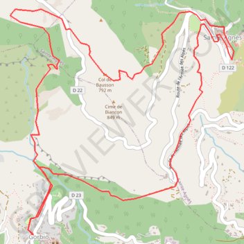 Itinéraire Gorbio, distance, dénivelé, altitude, carte, profil, trace GPS