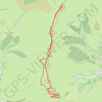 Itinéraire Le soum de l'aigle depuis le col de pryresourde, distance, dénivelé, altitude, carte, profil, trace GPS