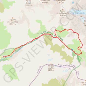 Itinéraire Grand Vallon - desert en Valjouffrey, distance, dénivelé, altitude, carte, profil, trace GPS