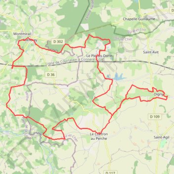 Itinéraire À travers le Perche Sarthois et Vendômois, distance, dénivelé, altitude, carte, profil, trace GPS