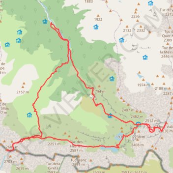 Itinéraire Estagnous Valier Barlonguère, distance, dénivelé, altitude, carte, profil, trace GPS