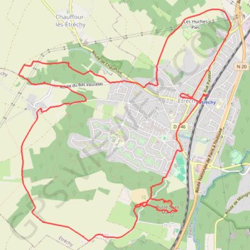 Itinéraire Etrechy - circuit, distance, dénivelé, altitude, carte, profil, trace GPS