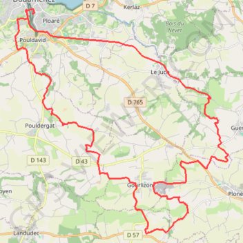 Itinéraire Boucle Douarnenez - Gourlizon, distance, dénivelé, altitude, carte, profil, trace GPS