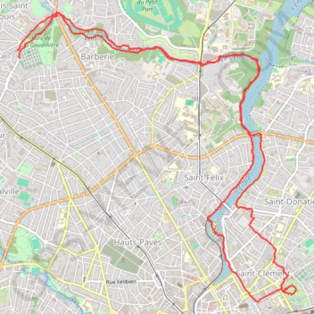 Itinéraire Circuit Cens Erdre Jardin des plantes, distance, dénivelé, altitude, carte, profil, trace GPS