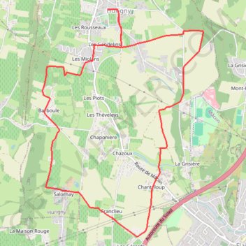 Itinéraire Le circuit des crêtes de Salornay - Hurigny, distance, dénivelé, altitude, carte, profil, trace GPS