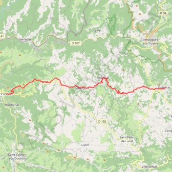 Itinéraire Golinhac > Conques, distance, dénivelé, altitude, carte, profil, trace GPS