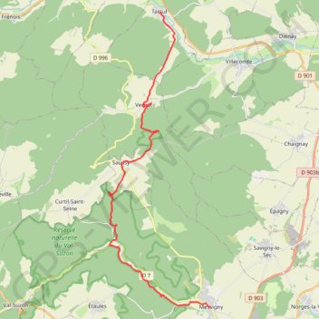 Itinéraire Tarsul - Messigny-et-Vanoux, distance, dénivelé, altitude, carte, profil, trace GPS