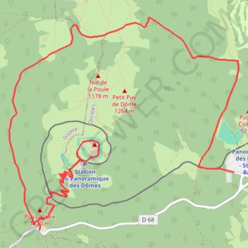 Itinéraire Tour et sommet du Puy de Dôme, distance, dénivelé, altitude, carte, profil, trace GPS