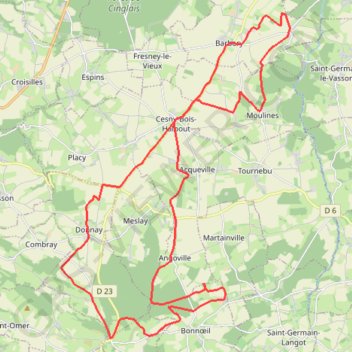 Itinéraire Autour de Barbery, distance, dénivelé, altitude, carte, profil, trace GPS