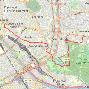 Itinéraire Coulée verte de Paris, distance, dénivelé, altitude, carte, profil, trace GPS