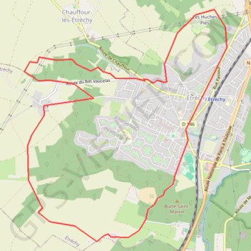 Itinéraire Autour d'Etréchy, distance, dénivelé, altitude, carte, profil, trace GPS