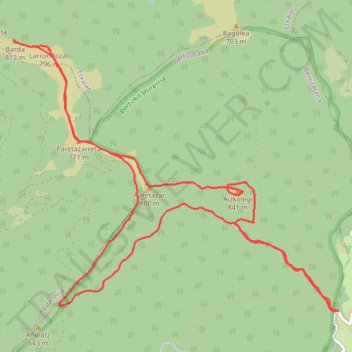 Itinéraire D'Aizkolegi à Barda en circuit depuis Plazazelaia, distance, dénivelé, altitude, carte, profil, trace GPS