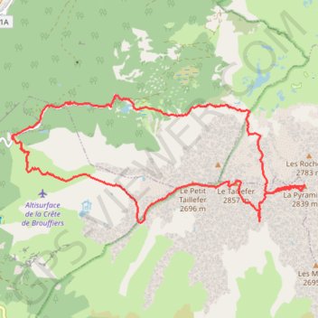 Itinéraire Taillefer en traversée, distance, dénivelé, altitude, carte, profil, trace GPS
