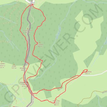 Itinéraire Urrizpilota et Elhorriko Kaskoa, distance, dénivelé, altitude, carte, profil, trace GPS