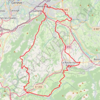 Itinéraire Col des Fleuries Glieresl Borne 83kms-17643597, distance, dénivelé, altitude, carte, profil, trace GPS